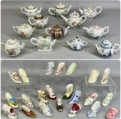 ORNAMENTAL CHINA SHOE COLLECTION (21) to include Spode, Worcester, Aynsley, etc., also, ornamental