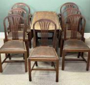 LARGE ANTIQUE OAK DROP-LEAF DINING TABLE on turned and block supports, 78 (h) x 57/140 (w) x