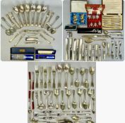 ASSORTED CUTLERY, including King's Pattern forks, boxed Coalport cake slice and cheese knife,