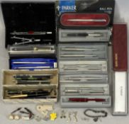 ASSORTED PENS & WRITING IMPLEMENTS, including Parker, Paper Mate, and others Provenance: deceased