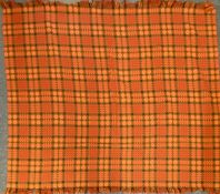 TRADITIONAL WELSH WOOLLEN BLANKET, rust ground with orange and reds, 196 x 233cms Provenance: