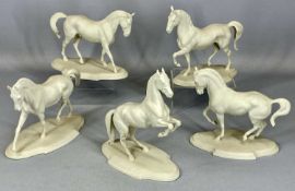 PIAFFE PARIAN TYPE HORSE MODELS on plinths, tallest 22.5cms (h) (5) Provenance: deceased estate