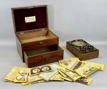 VICTORIAN BOXED THREE LENS STEREOSCOPIC VIEWER, c. 1890, walnut and ebonised in a contemporary