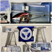 SHUANG MA 9097 REMOTE CONTROL HELICOPTER, boxed, with a boxed JC battery operated cable way