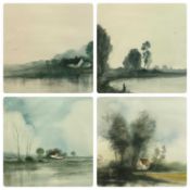 ‡ PETER HODSON (British 20th century) set of four watercolours - lake views, signed and dated '81