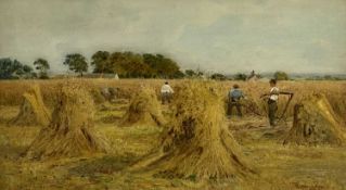 ‡ T. HAMPSON JONES (British, 1846-1916) watercolour - harvest scene with figures, signed lower