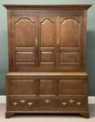 EARLY 19TH CENTURY OAK LINEN CUPBOARD, 201 (h) x 152 (w) x 55cms (d) Provenance: private