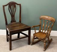 TWO VINTAGE CHAIRS, to include a child's rocking chair, and a farmhouse chair (2) Provenance: