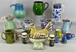 ASSORTED 19TH CENTURY & LATER CERAMICS, including Staffordshire hen on nest; B&B opaque china jug,