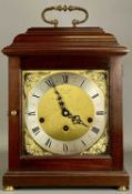 COMITTI, LONDON REPRODUCTION MAHOGANY CASED BRACKET CLOCK, with brass carrying handle, gilded dial