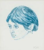 SIR KYFFIN WILLIAMS RA (1918-2006) facsimile print - portrait of Norma Lopez, signed with initials