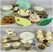 ASSORTED CERAMICS & GLASSWARE, including a Mason's double landscape mantel clock, 20cms (h);