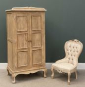 MODERN LIGHT HARDWOOD, FRENCH STYLE TWO DOOR COMPACT WARDROBE, 171 (h) x 85 (w) x 92cms (d) and a