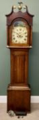 19TH CENTURY OAK LONGCASE CLOCK, painted dial with subsidiary seconds dial and date arch, single