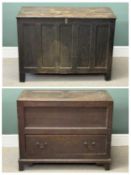 19TH CENTURY OAK COFFER, 79 (h) x 108 (w) x 47cms (d) and a single drawer mule chest, 78 (h) x