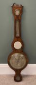 19TH CENTURY MAHOGANY CASED BANJO BAROMETER, silvered dial with thermometer, 97 (h) x 26cms (w)