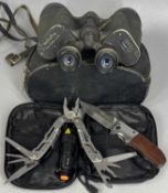 YASHICA VINTAGE FIELD BINOCULARS, and a modern tool survival kit Provenance: deceased estate Conwy