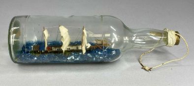 THREE-MASTED SHIP IN A BOTTLE, 50cms overall Provenance: private collection Denbighshire
