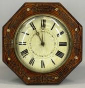 BLACK FOREST TYPE POSTMAN'S CLOCK, stained octagonal dial surround, convex glass, twin weights,