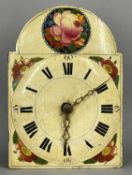 BLACK FOREST SHIELD CLOCK, floral painted arched dial, black Roman numerals, with pendulum, 32 (h) x