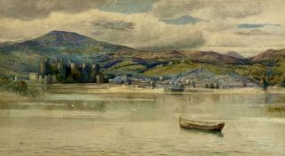 ‡ WILLIAM STEPHENSON, RCA (exh. 1893-1938) watercolour - Conwy Castle and Town from Deganwy,