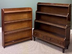20TH CENTURY MAHOGANY WATERFALL TYPE BOOKCASE with base drawers, 105 (h) x 94 (w) x 30cms (d); and a