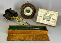 SUNDRY ITEMS, including a vintage boxed Carnarvon Castle jigsaw puzzle, carved walnut cased