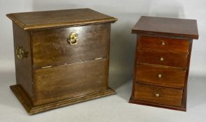 MAHOGANY TABLETOP FOUR-DRAWER CHEST, with brass knob handles, 33cms (h); and another mahogany