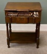 EDWARDIAN OAK SINGLE DRAWER CUTLERY TABLE, with part full contents of A1 EPNS cutlery, 77 (h) x