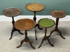 FIVE ANTIQUE MAHOGANY WINE TABLES, largest 64 (h) x 38cms diameter Provenance: private collection