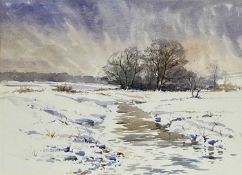 ALWYN CRAWSHAW (b. 1934) watercolour - entitled verso 'Winter on Dartmoor', signed lower left, 53