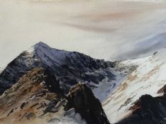 ROB PIERCY (b. 1946) watercolour - 'Yr Wyddfa o Grib Goch', titled verso and dated 19.12.90, signed,