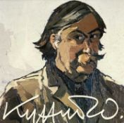 SIR KYFFIN WILLIAMS, RA (1918-2006) colour print - self-portrait, with signature, 20cms² Provenance: