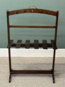 19TH CENTURY MAHOGANY FREE-STANDING BOOT RACK, with brass carrying handle, 101 (h) x 63 (w) x