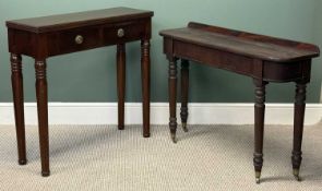 GOOD REPRODUCTION MAHOGANY HALL TABLE with two baize lined drawers, 86 (h) x 90 (w) x 30cms (d); and