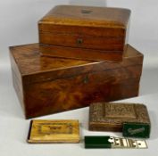 BOXES & COLLECTABLES: Victorian mahogany writing box with recessed brass side handles, interior