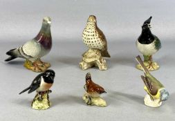 BESWICK BIRDS, Racing Pigeon 383, Lapwing 2416, Thrush 2308, Stonechat 2274, and Wren 893; with a