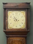 19TH CENTURY OAK LONGCASE CLOCK, square painted enamel dial, signed 'John Parry, Tremadoc', with
