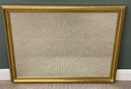 LARGE CONTEMPORARY GILT FRAMED RECTANGULAR WALL MIRROR with bevelled plate, 104 (h) x 131 (w) x 5cms