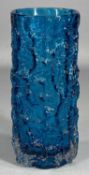 KINGFISHER BLUE TEXTURED 'BARK' VASE believed by Geoffrey Baxter for Whitefriars, 19cms (h)