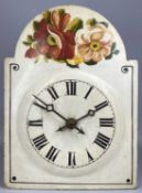 BLACK FOREST SHIELD WALL CLOCK, floral painted arched dial, black Roman numerals, 45 (h) x 33 (w)