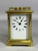 NEAT BRASS CARRIAGE CLOCK having enamel/painted dial, 11cms (h) Provenance: private collection