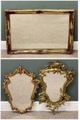 RECTANGULAR GILT FRAMED WALL MIRROR, 76 x 104cms; Rococo form gilt painted metal wall mirror, 82 x