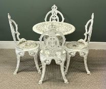 PAINTED ALUMINIUM GARDEN FURNITURE SET, circular table and four chairs (5) Provenance: deceased
