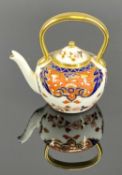 ROYAL CROWN DERBY 'OLD JAPAN' PATTERN MINIATURE TEAPOT, red printed backstamp LIX, 9cms (h)