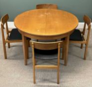 MID-CENTURY G PLAN TEAK CIRCULAR DINING TABLE, with fold-out leaf, 72 (h) x 113cms (l) (extended),