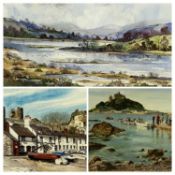 ASSORTED ARTISTS: BYRON REED pastel - figures boarding boats for St Michael's Mount, signed and
