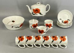 WEDGWOOD SUSIE COOPER DESIGN 'CORN POPPY' TEAWARE, 17 pieces Provenance: private collection Conwy