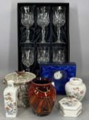 ASSORTED CERAMICS & GLASSWARE, including box set of six Thomas Webb Finest Crystal wine glasses;