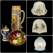 ASSORTED ITEMS, including a large German stoneware stein, 43cms (h), two decorative mid-century